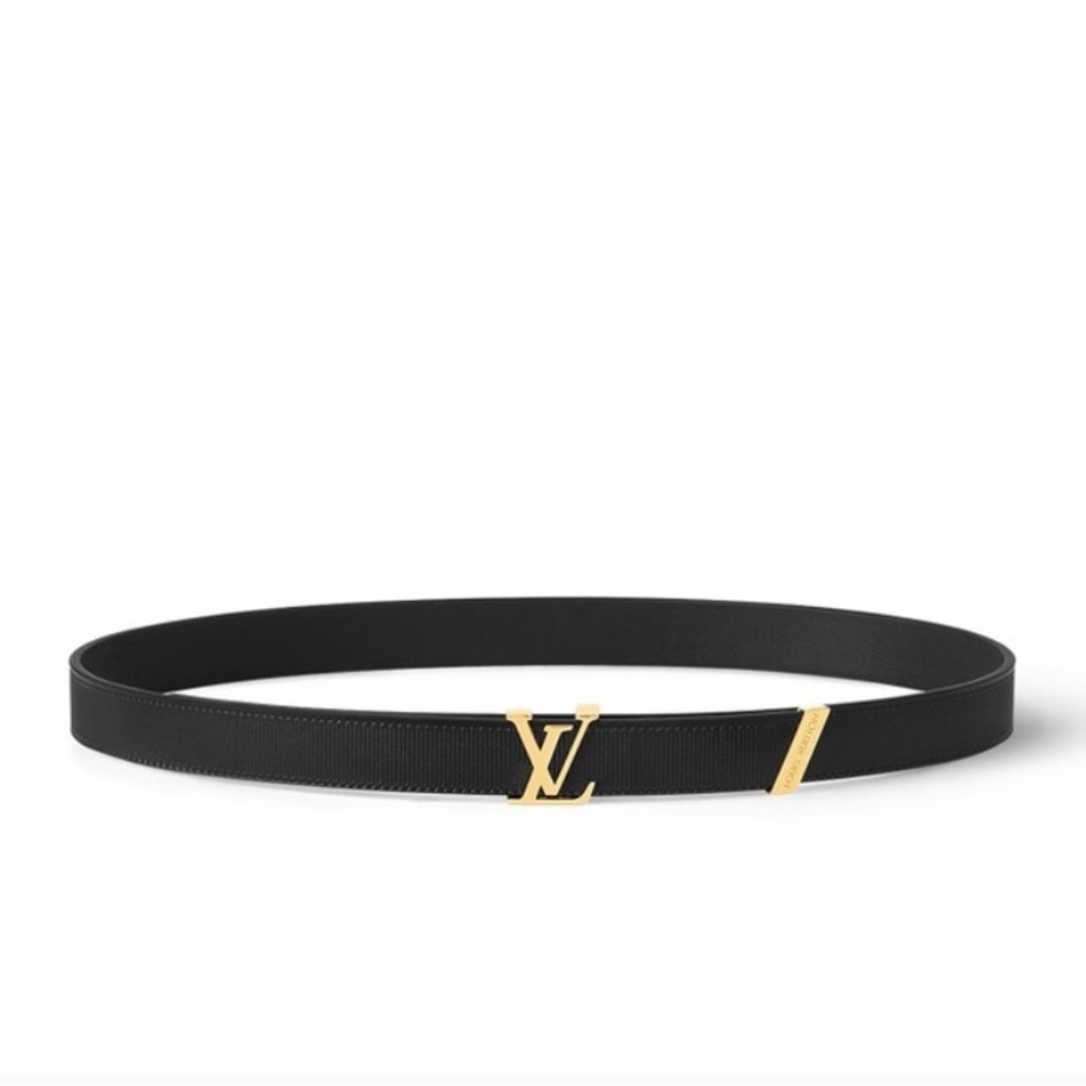 Louis Vuitton Elegant Black Belt with Gold Detailing